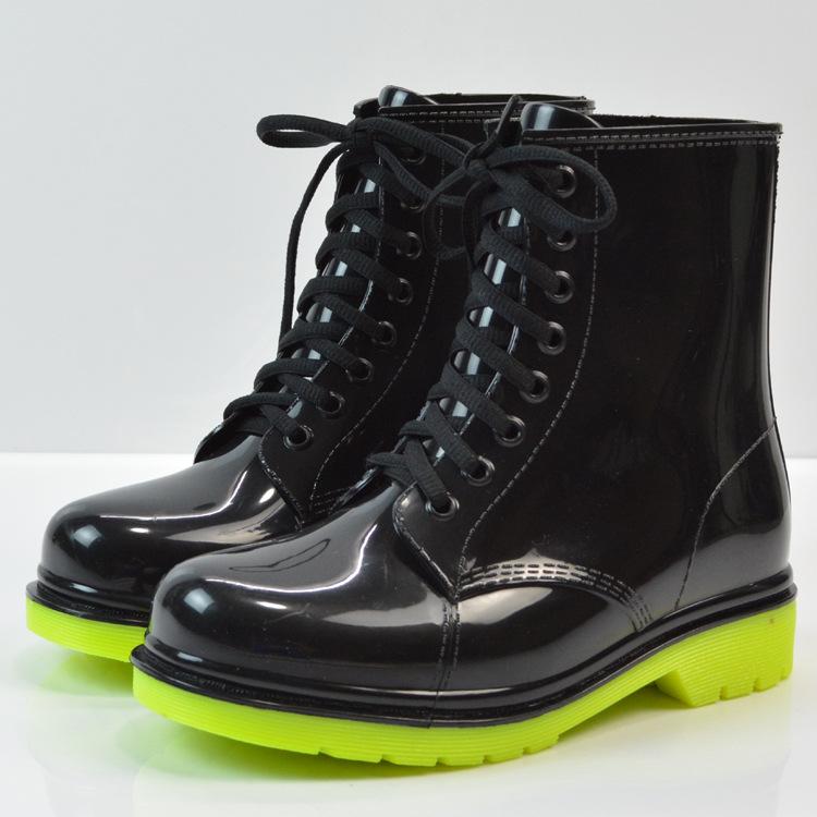 Módní Nové Holínky Teplé Módní Platforma Nazouvací Vodotěsné Motocyklové Kotníkové Boty Ploché Dámské Boty 763