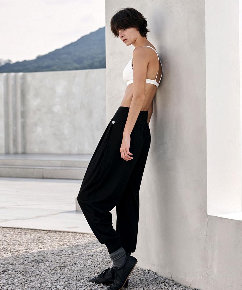Debiweeo Drift Ribbed Harem Pants Devi-B0078-Black