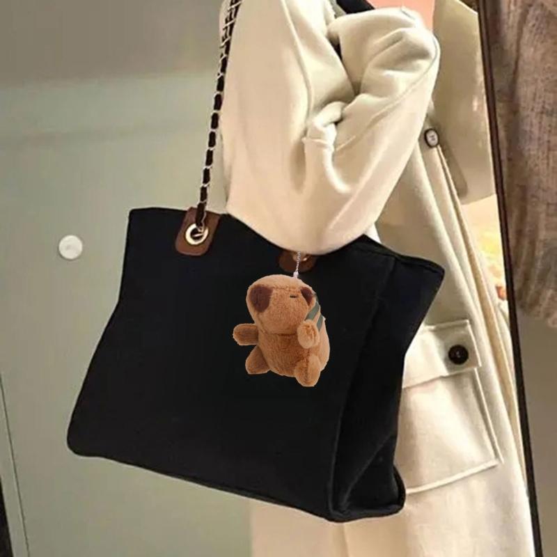 Mini Plush Capybara Charm Keychains Sweet Cute Pendant Car Keyring Backpack Decoration Fashion Jewelry for Women Girl