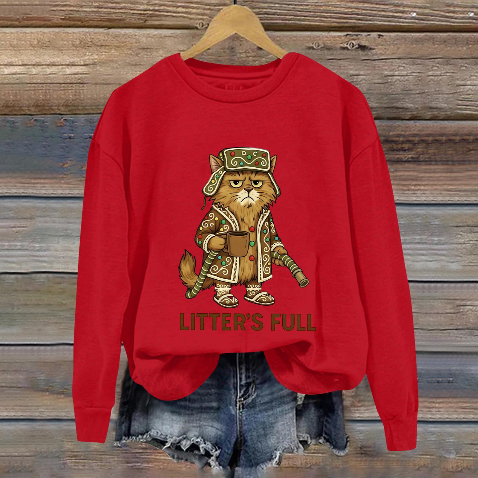 

Женский модный и забавный свитшот с принтом, круглым вырезом и длинными рукавами, повседневный пуловер XL красный