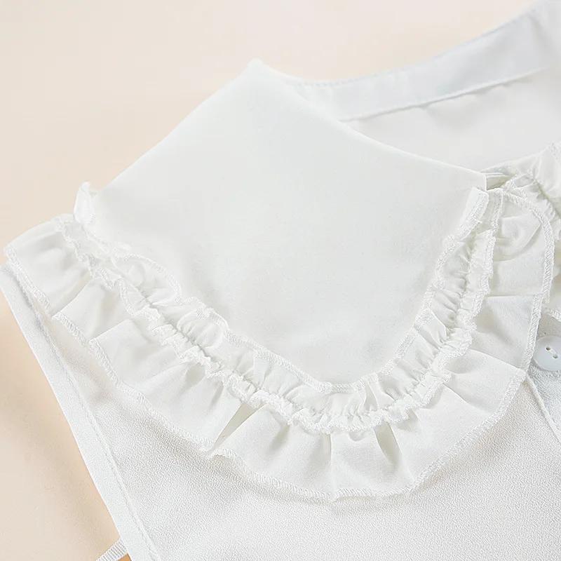 Korean White Fake Collar Shirt Women False Collars Embroidery Floral Lace Lapel Blouse Detachable Collars Half-Shirt Faux Col