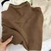 Fufu Korean Style Blue Slim-Fit Knitted Sweater, Semi-High Neck, Soft and Cozy Top for Autumn and Winter 2026.