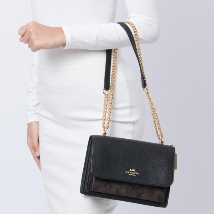 Coach Borsa a Spalla Klare 21 con Catena Borsa a Fisarmonica in Pelle Borsa a Spalla da Donna Nero 91019-IMAA8