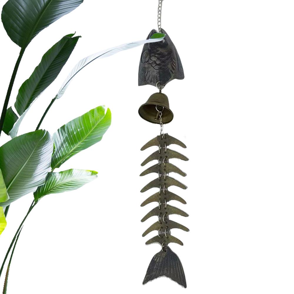 Metal Wind Chimes Fish Bone Windchime Hangable Metal Decorations Vintage Wind Chimes For Porch Yard Patio Balcony Garden Women