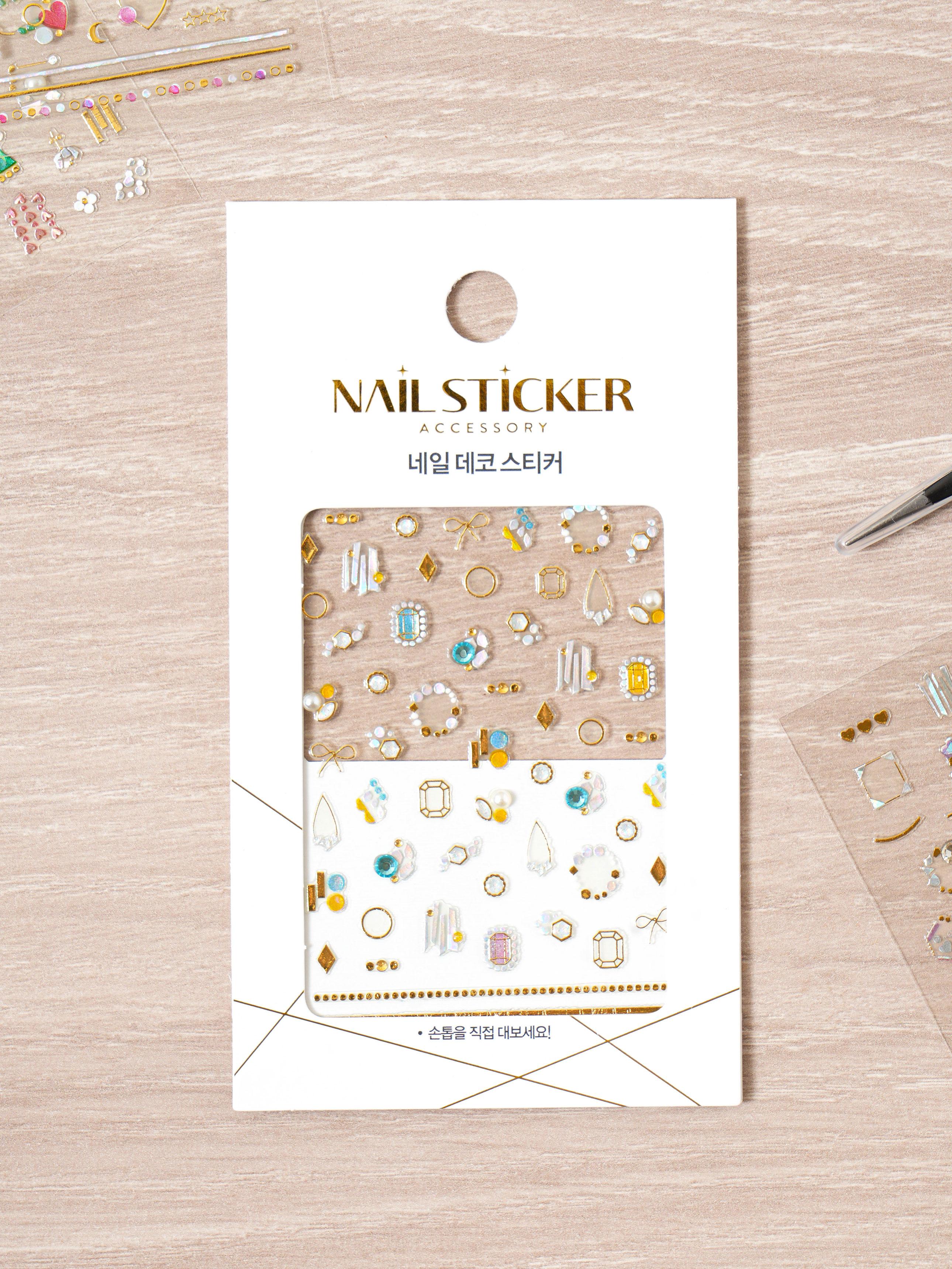 Metallic Stone Gold & Silver Foil Nail Art Stickers 1ea