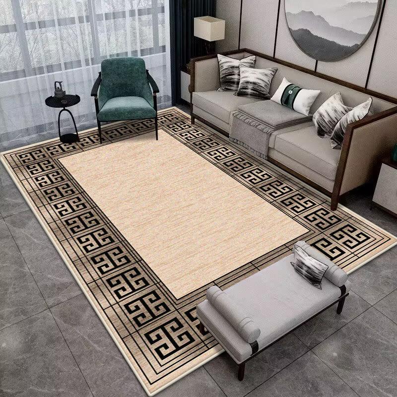 Moderní Jednoduchá Domácí Podložka Měkký Luxusní Koberec do Obývacího Pokoje Protiskluzový Ložnicový Luxusní Dekorace Černý Plošný Koberec Podložka na podlahu