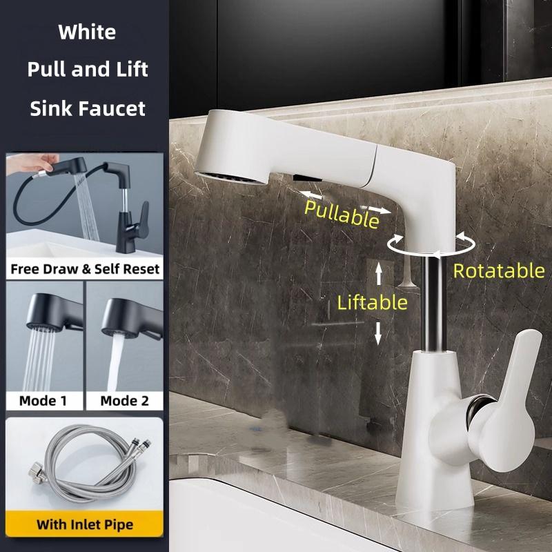 Bathroom Faucet Hot Cold Water Sink Mixer Tap Basin Faucets Washbasin Pull Faucet Copper Lifting Pull Faucet Hot and Cold Water