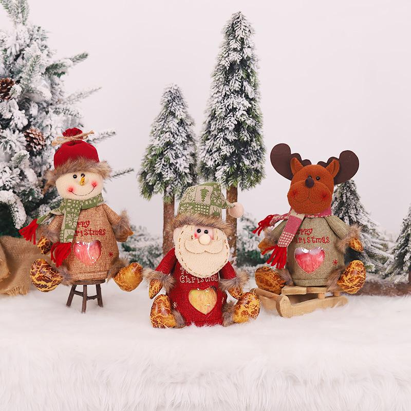 Linen Zipper Love Apple Bag Christmas Party Atmosphere Gift Bag Festival Creative Doll Candy Bag Children's Gift Bag Fun