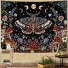 Hippie Witchy Moth Tapestry, Moon Mushroom Aesthetic Floral Wall Art, Mystic Moon Phase Decor For Living Room Bedroom Home