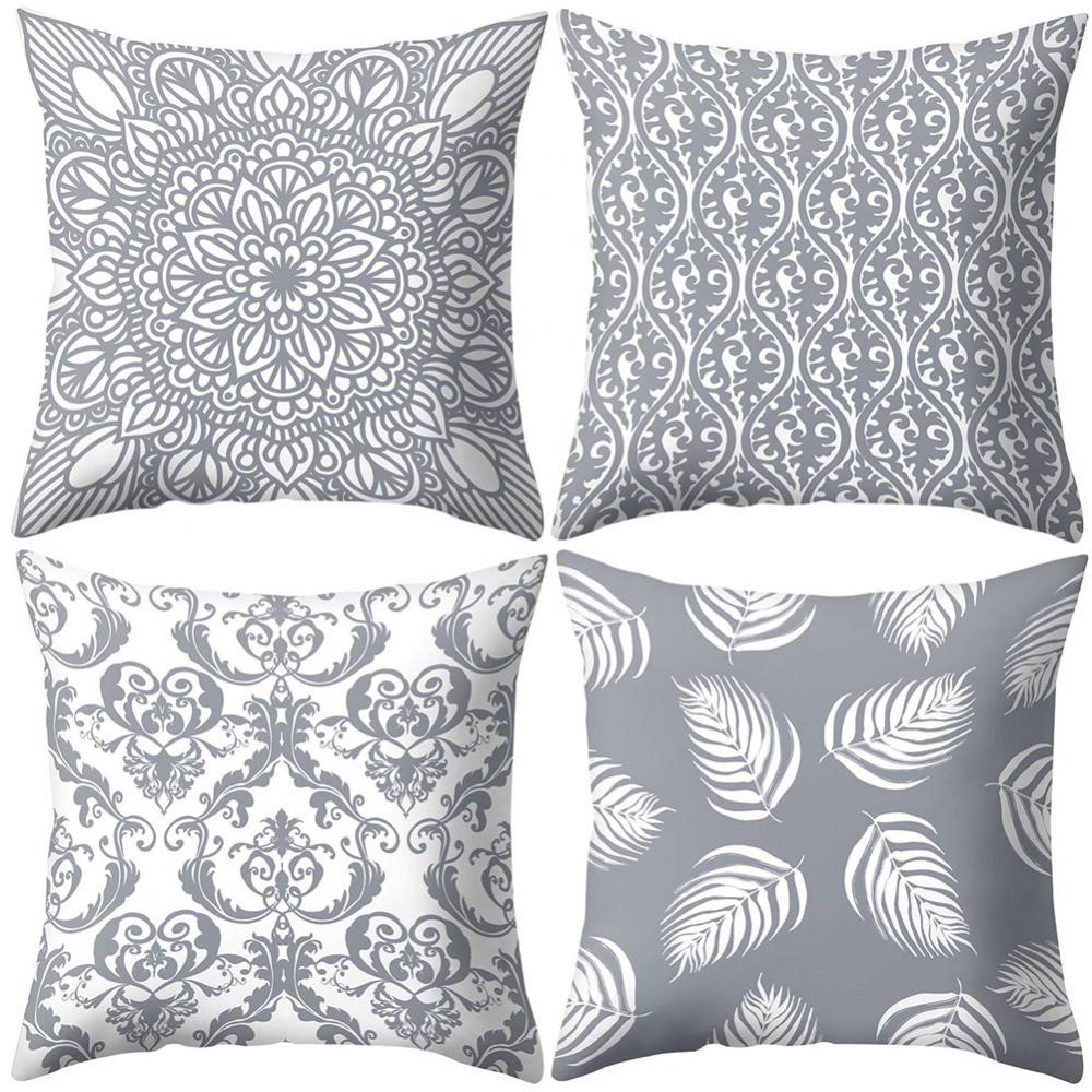 Cushion Cover Case Square Geometric Gray Throw Pillow Protector Bedding Articles