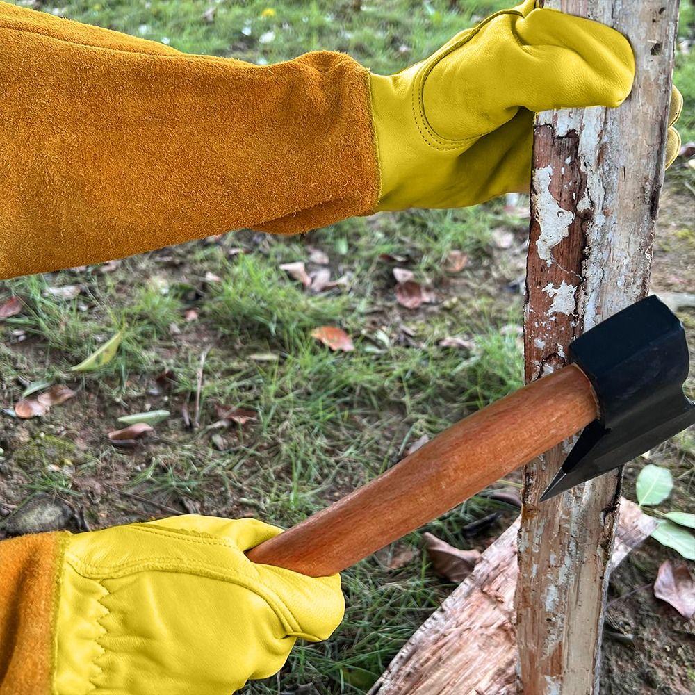 

Leather Cactus Gloves Long Sleeve Garden Gloves Durable Gardening Gloves XL жовтий