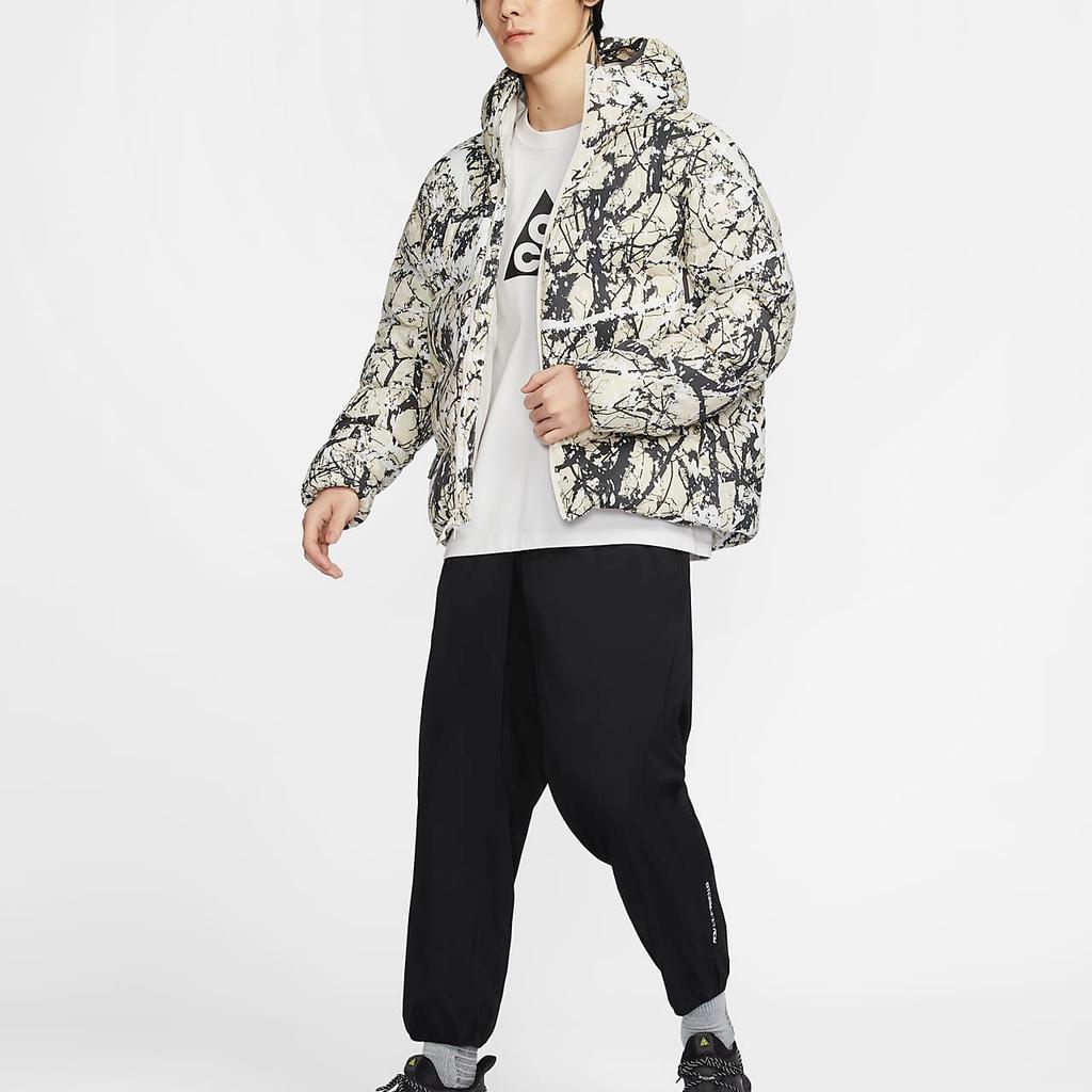 Nike Primaloft Therma-Fit Adv ACG Lunar Lake Loose Fit Hooded Warm Jacket Men Jacket Light-Brown Coal-Black Mountain-White HF0034-104