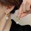 New Cute Pearl Studs Hoop Earrings For Women  Color Eardrop Minimalist Tiny Huggies Hoops Wedding Fashion Jewelry