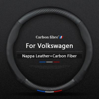 Housse de volant en cuir fibre de carbone pour VW Volkswagen Golf 6 GTI R MK6 Polo Scirocco Passat CC Magotan Touareg Arteon