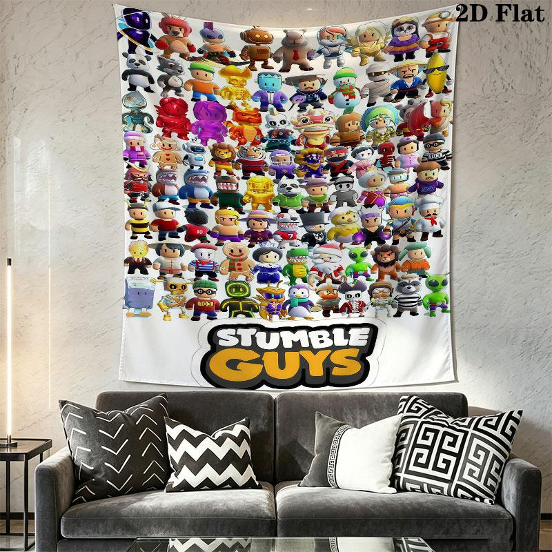 Stumble Guys Chaos Wall Hanging Printed Fabric Blanket Decorative Tapestries for Bedroom Living Room Home Decor