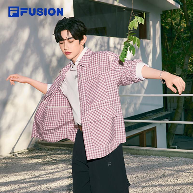 FILA FUSION Couple s Loose Fit Long-Sleeve Plaid Cotton Shirt L