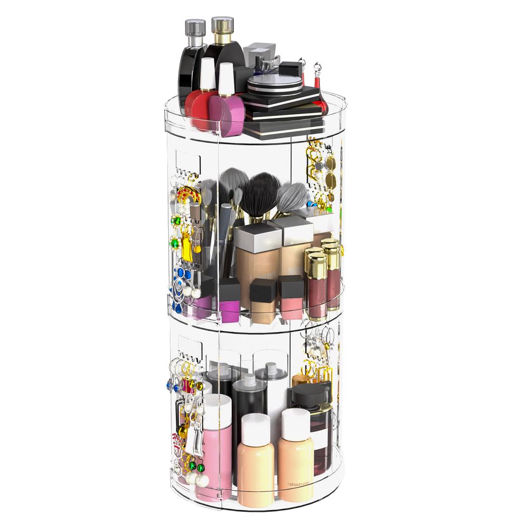 Elegant Makeup Storage Rack 360 Rotating Organizer with Multiple Layers for Cosmetics Beauty Products Display Stand
