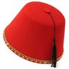 Accesorios de Disfraz Sombrero Redondo de Fieltro Fez Sombrero Marroquí Color Rojo Tarboosh Sombrero Fez Cosplay Transpirable Borlas Turcas Gorra Sombrero de Fiesta