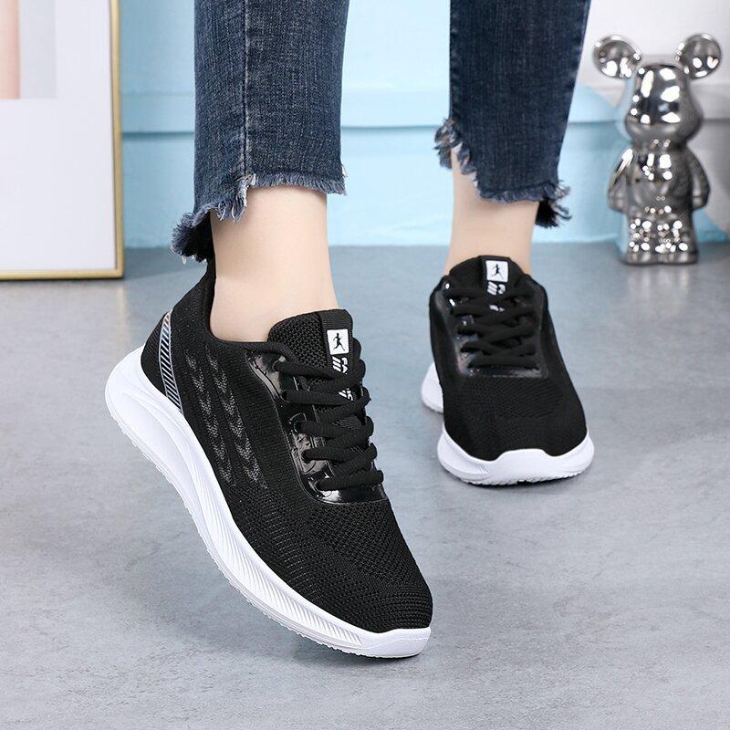autumn new women's fly-woven low-top sports shoes lightweight soft-soled platform women's casual shoes