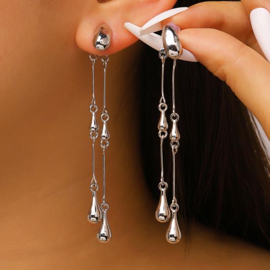 1 Paar Lange Ohrringe Wassertropfen Quaste Leichte Flexible Kette Ohrringe für Damen Verlängerndes Design Leichte Alltagsohrringe