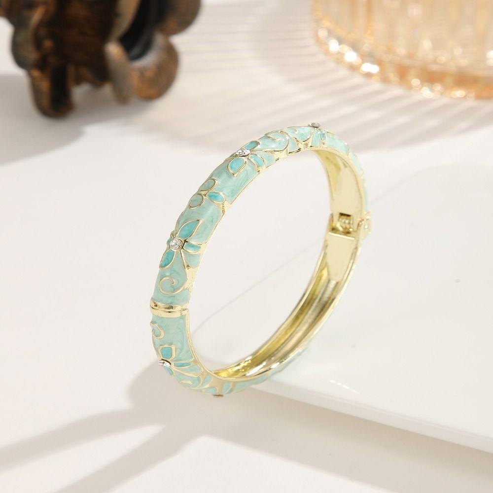 Classic Enamel Dropped Glaze Bangle Encrusted Oil Drop Bracelet Cloisonne Bracelet Women Gifts