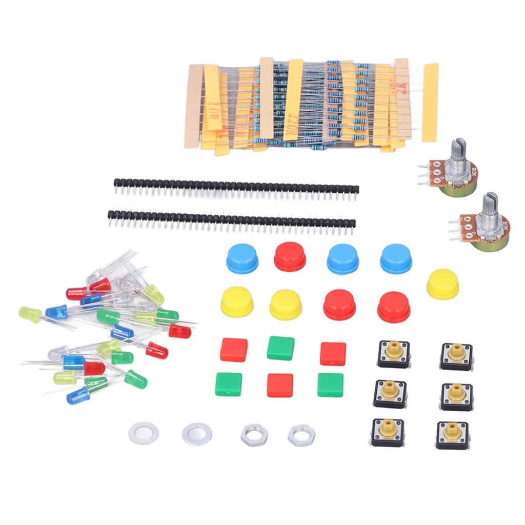 Electronics Components Kit Resistors LEDs Switch Potentiometer Compatible with for Raspberry Pi