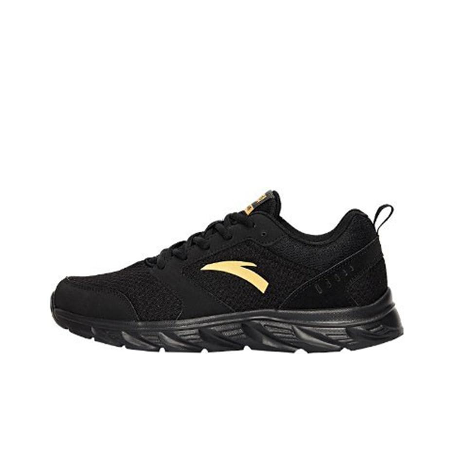 Anta Running Series Fabric Shock Absorption Non-Slip Wear-Resistant Breathable Low-Top Running Shoes Men Sneakers Black Gold 91915581-9