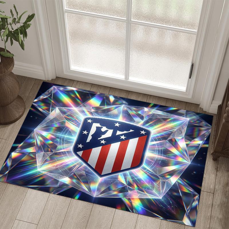 Design Atletico Madryt Kryształowy Aksamitny Dywan Przytulny Nie?Antypoślizgowy Dywan Wzorzysty Do Sypialni Salonu Przedpokoju