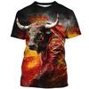 Summer New Spanish Bullfight Pattern 3D Digital Printing Fashion New Men's Short Sleeve T-Shirt