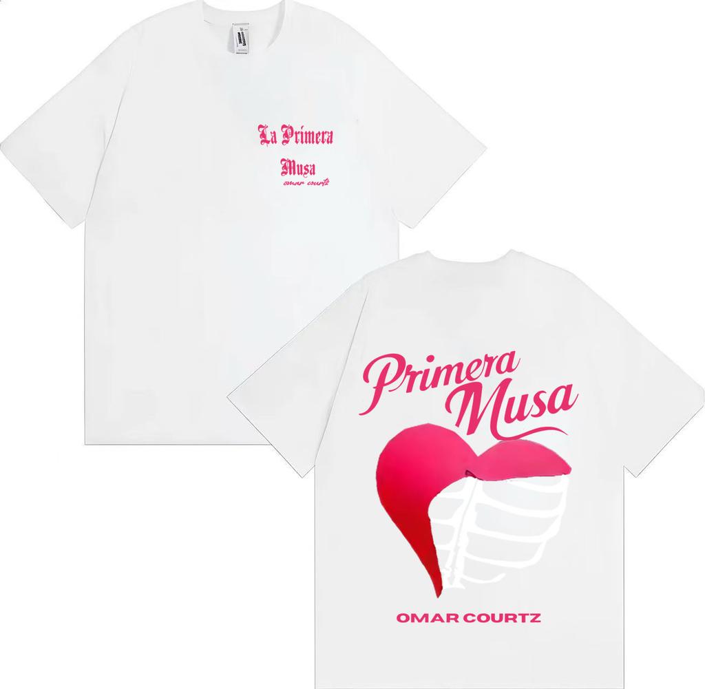 Singer Omar Courtz Primera Musa 2025 Heart Humor T Shirt Men Tops Gothic Short Sleeve T Shirt Summer Oversized Tshirt Streetwear