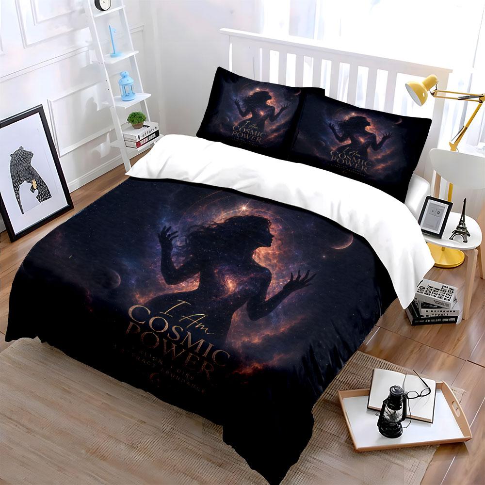 Cosmic Power Galaxy Silhouette Bedding Duvet Cover Set Duvet Cover Pillowcases (1*Duvet Cover 2*Pillowcases, Without Duvet Insert)