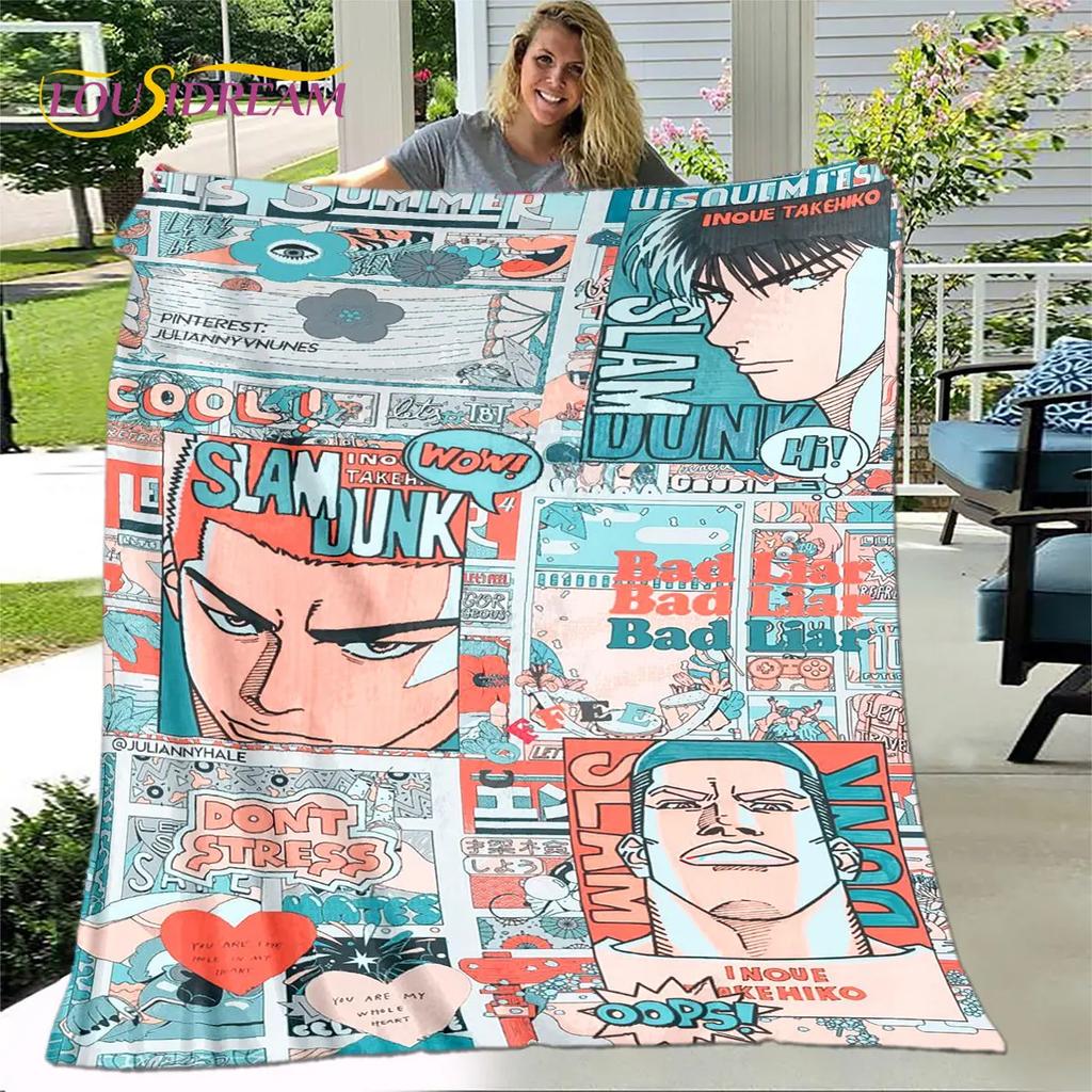 Slam Dunk Anime Karikatür Yumuşak Peluş Battaniye, Flanel Battaniye Atmak Battaniye Oturma Odası Yatak Odası Yatak Kanepe Piknik Örtüsü Bettdecke