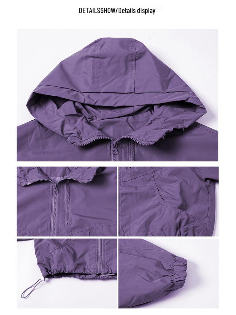 Autumn 2025 Korean Style Girls' Hooded Windbreaker Coat with Double Zipper