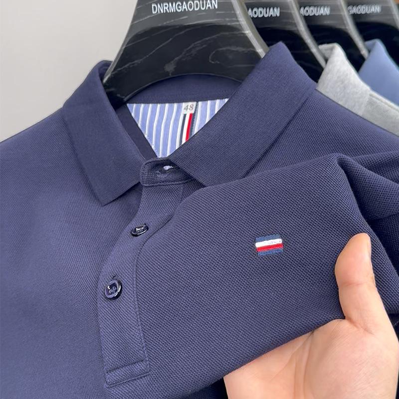 Herren Fleecegefüttert Bestickt Langarm Poloshirt - Herbst/Winter 2025 Business Casual Umlegekragen