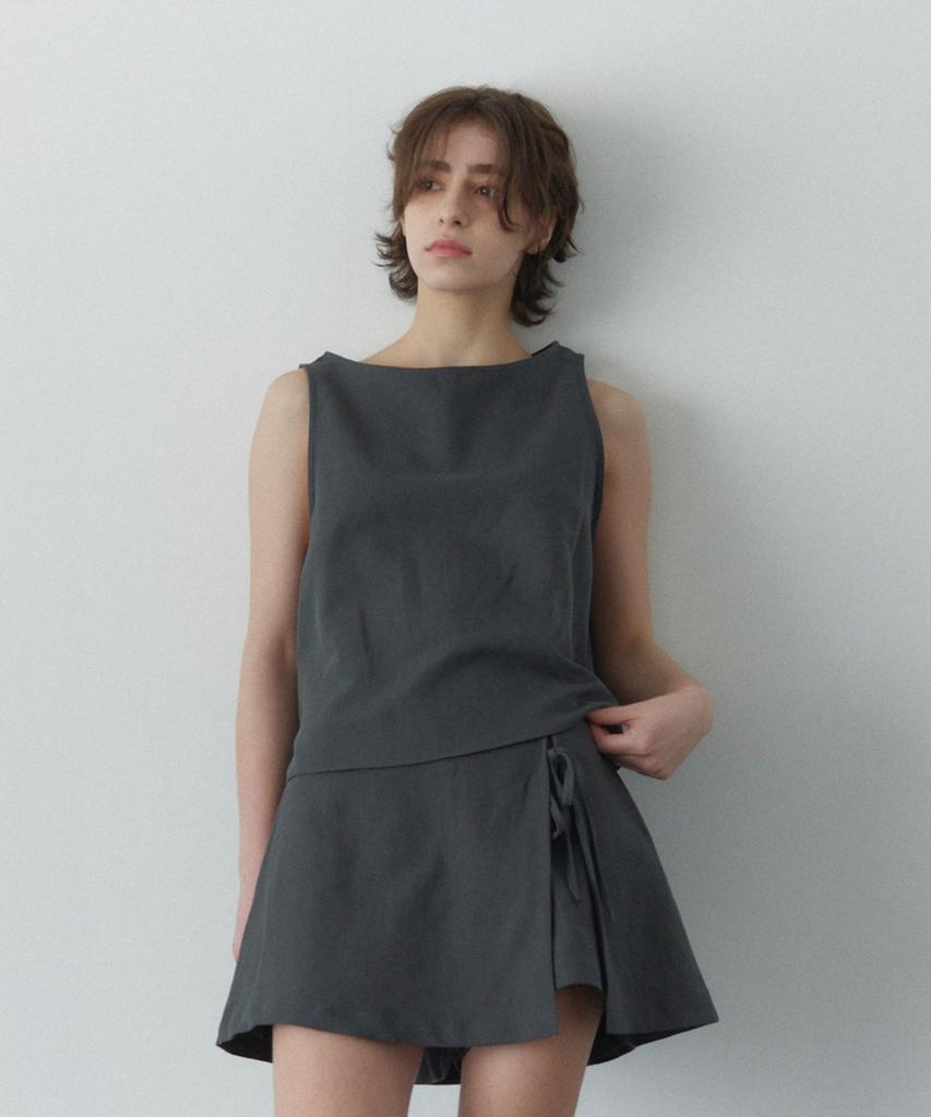 Okuka Linen Skirt Shorts - Charcoal