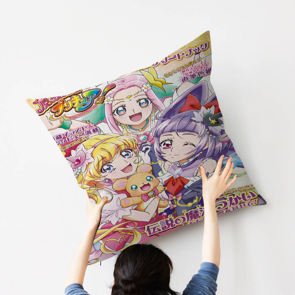 Precure Anime Pillow Covers Cartoon Sofa Decorative Home Double-sided Printing Short Plush Cute Cushion Cover