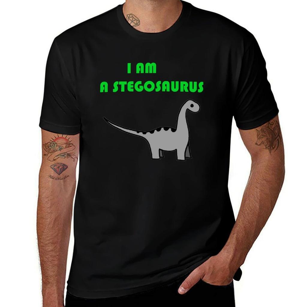 STEGOSAURUS T-Shirt Men T Shirt Cotton 100% T Shirt Custom Print T Shirts for Man Graphic Vintage T-Shirt