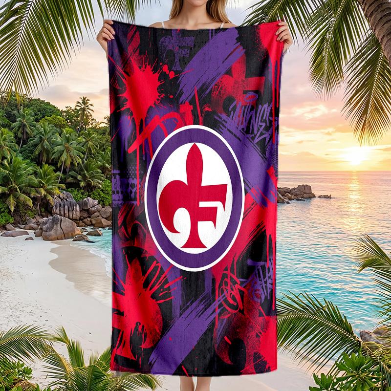 Telo da Spiaggia Asciugatura Rapida Fiorentina FC Stampa Microfibra Assorbente Portatile da Viaggio Asciugamano da Nuoto