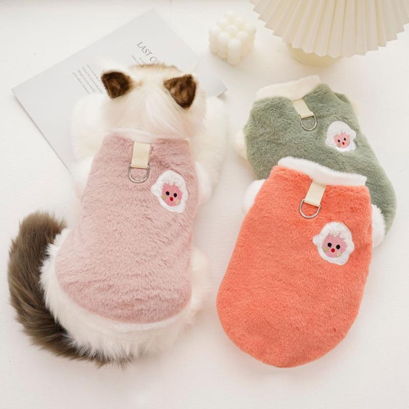 Abbigliamento per Gatti Domestici per Autunno e Inverno, Flanella Ricamata Ispessita Calda per Cani e Gatti, Accessori per Cani