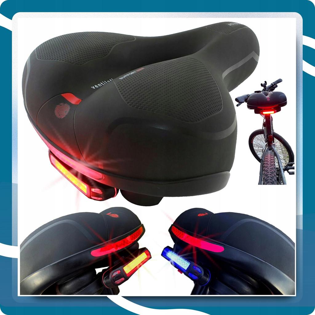 Comfortable Wide Bicycle Saddle for the New 2024 Model + LED Light