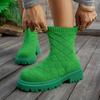 Stivaletti Sock con Tacco a Blocco Autunno Nuovi Punta Tonda Piattaforma Manica Suola Morbida Antiscivolo Resistenti all'Usura Stivaletti