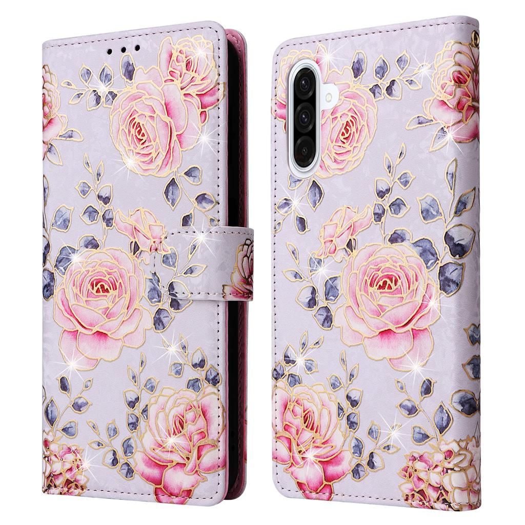 For Samsung Galaxy A17 5G/A17 4G/A26 5G Case RFID Blocking Flower Leather Phone Cover with Wrist Strap