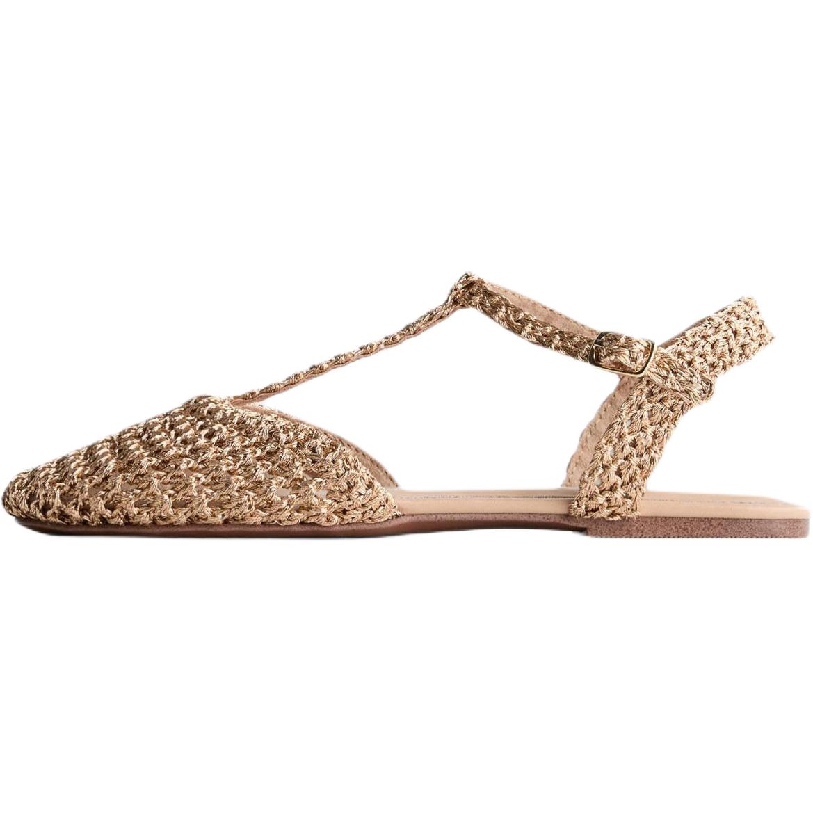 

ZARA Woven Slingback Flat Sandals Beige Womens 1253853009138 39