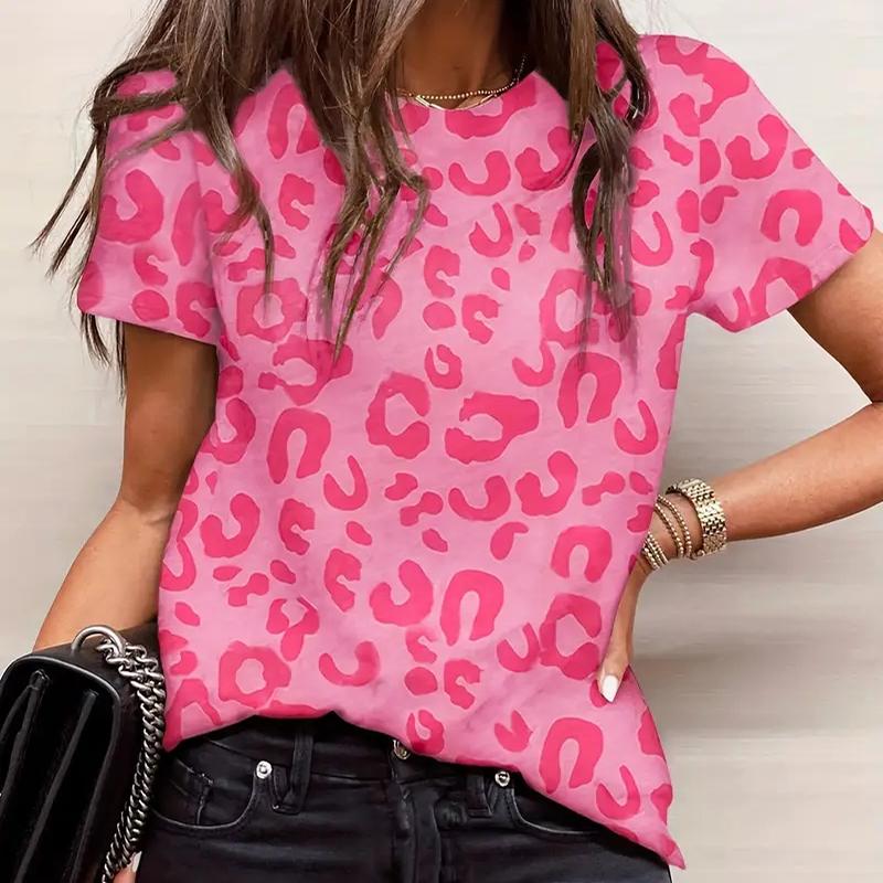 Γυναικείο Καλοκαιρινό T-Shirt  Μοτίβο Μόδα Μοτίβο Λεοπάρ Κοντομάνικο Μπλουζάκια Casual   Μπλούζες με Μοτίβο