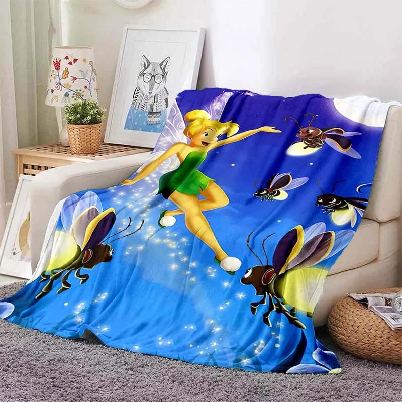 Tinkerbell Warm Soft  Blanket Fluffy Children and Adults Sofa Plush Bedspread Throw Cartoon Blanket for Sofa Bed