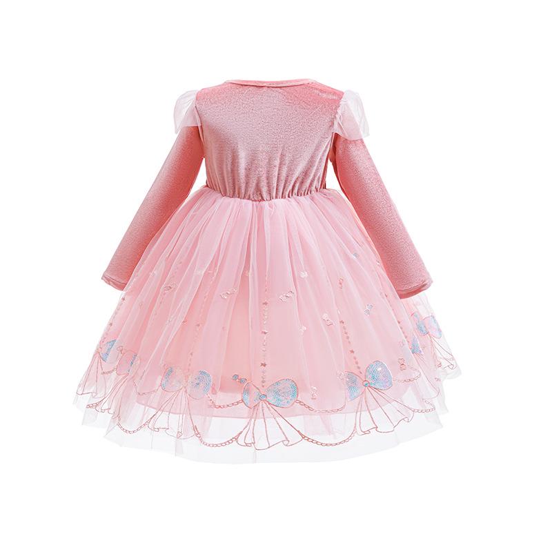 Flickors Långärmad Elsa Puff Tyll Vårklänning