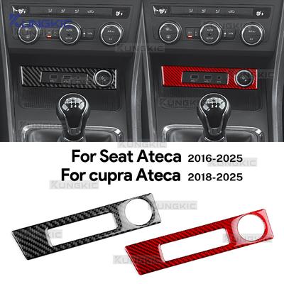 Für SEAT Ateca 5F 2016-2025 Für Cupra Ateca 5F 2018-2025 Echter Weicher Kohlefaser-Aufkleber LHD RHD Auto USB-Ladeanschluss Rahmenverkleidung