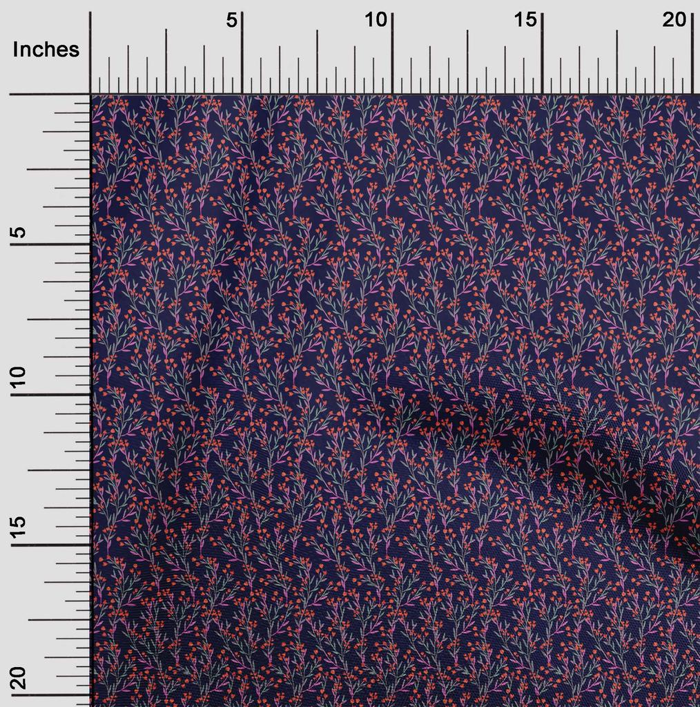 oneOone Cotton Flex Dark Blue Fabric Leaves Sewing Craft Projects Fabric Prints By Yard 40 Inch