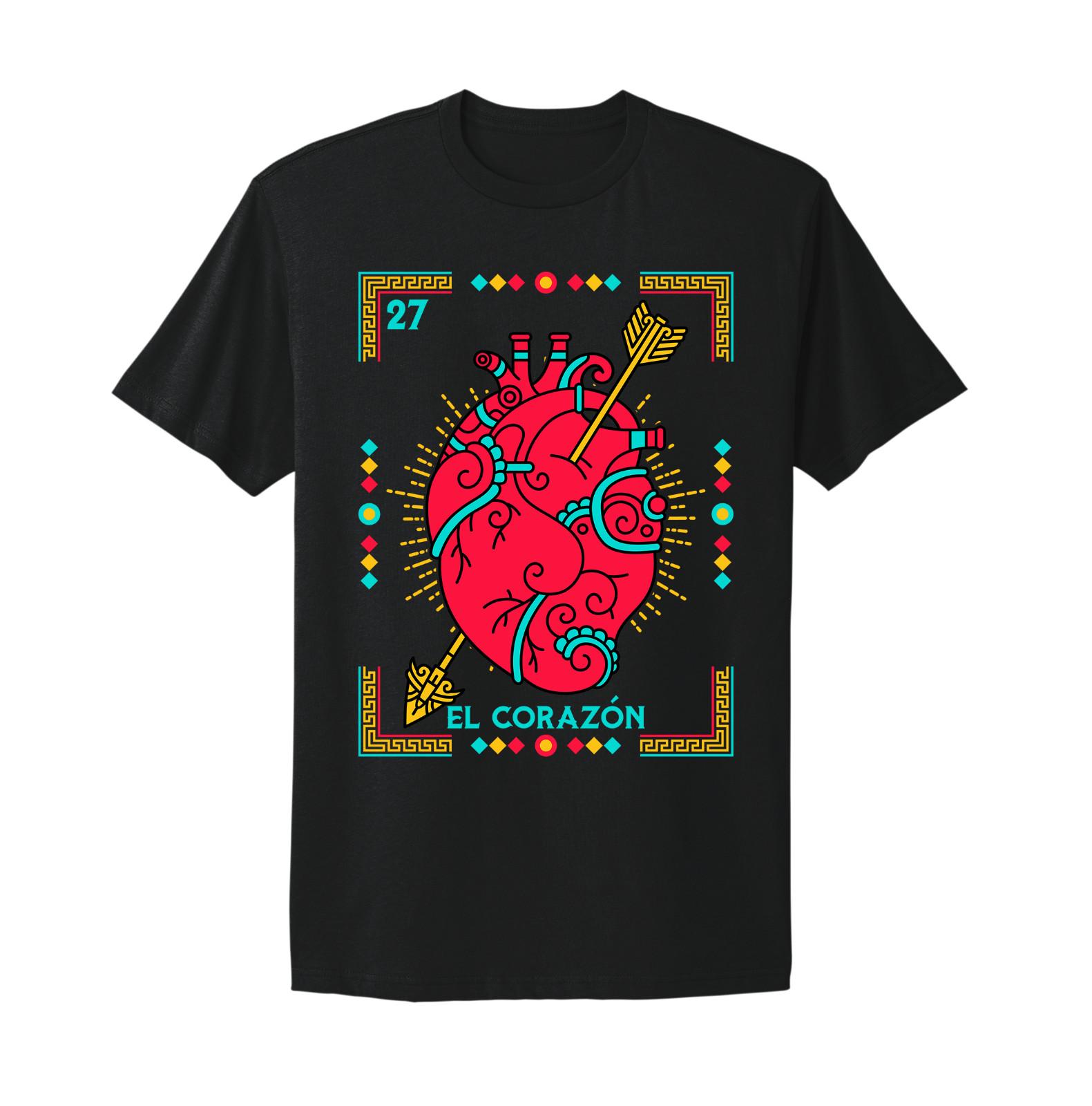 El Corazon Tarjeta Loteria Mexican Bingo T-shirt L