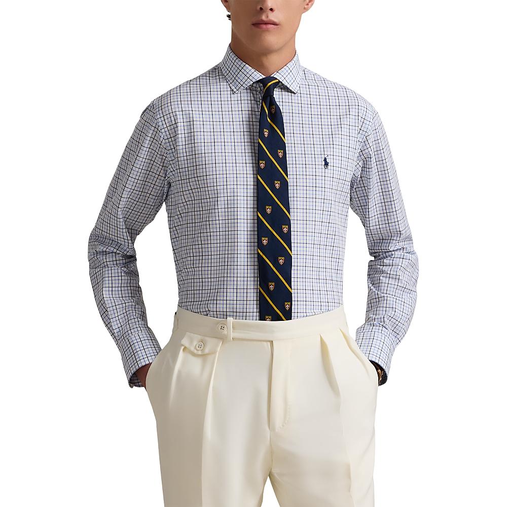 

Рубашка мужская Polo Ralph Lauren в клетку с вышивкой логотипа, на пуговицах, с длинным рукавом, синяя 710966423-001 L